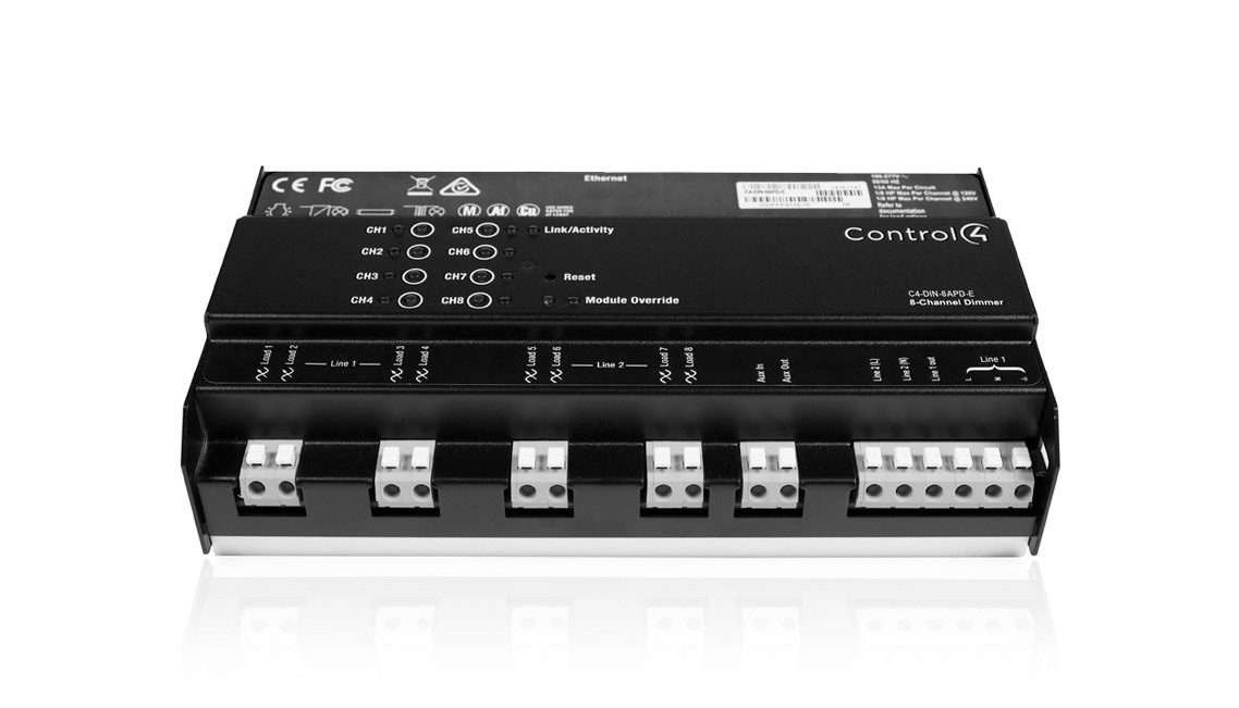 Control4 8 Channel Adaptive Phase Dimmer Module C4DIN8APDE
